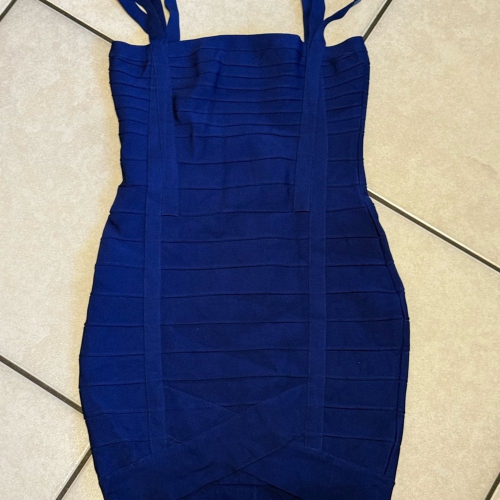 Elegant Blue Bandage Dress